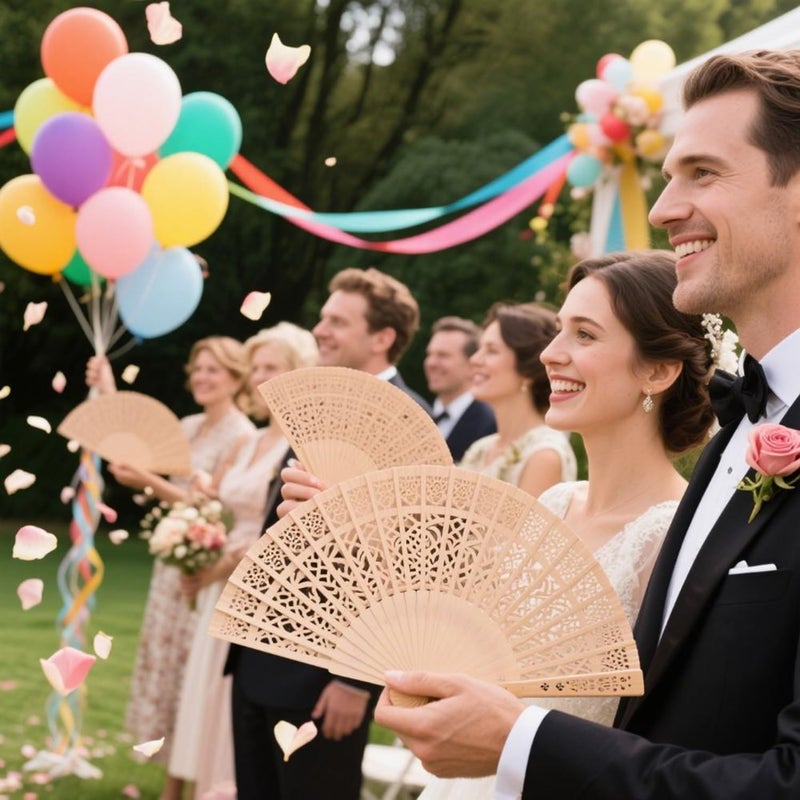 Wobe 60 Pack Sandalwood Fans Wedding Favors, Hand Held Folding Fans Wooden Openwork Personal Handheld Folding Fans for Wedding Party, Home Decorations Birthday Gift - Image 5